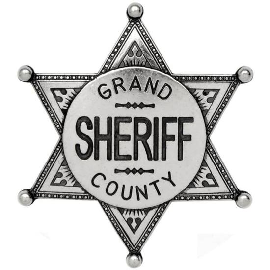 Code: G113/NQ  Replica Nickel Coloured Grand County Sheriff Badge