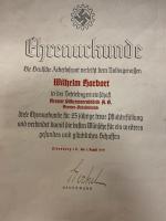 WW2 German D.A.F. 25 Years Long Service Citation