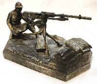 WW1 French Soldier With Hotchkiss Machine Gun Ink Well Ornament