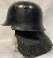 WW2 German M34 Feuerschutzpolizei Helmet With Neck Guard