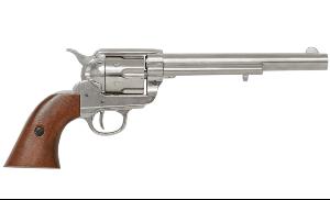 Code: G1107NQ Replica Colt Peacemaker With Wooden Handle Nickel 1869 Long Barrel