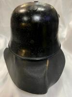 WW2 German M34 Feuerschutzpolizei Helmet With Neck Guard