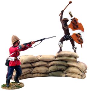 W.Britain 20030 - Breaching the Wall, British 24th Foot Firing at Attacking Zulu uDloko Regiment Warrior