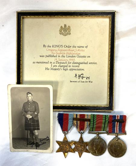 WW2 Seaforth Highlanders CSM Mentioned In Despatches Medal Group