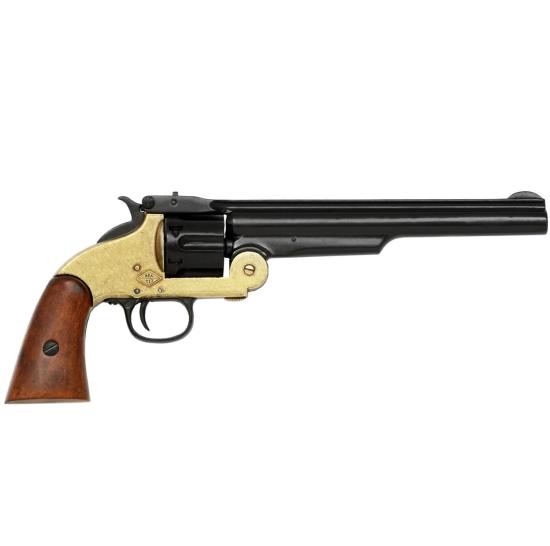 Code: G1008L Replica 1869 Smith & Wesson 6 Shot Revolver In Black & Solid Brass