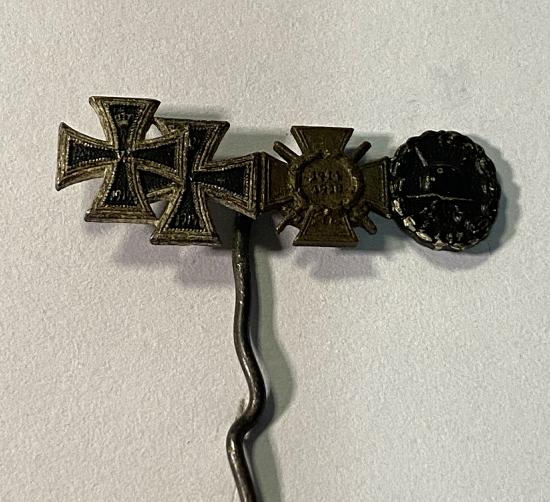 WW1 German Iron Cross 1st & 2nd Class, Cross Of Honour, Wound Badge Lapel Stickpin