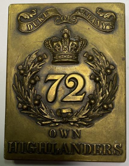 Duke Of Albany's Own 72nd Highlanders Cross Belt Plate