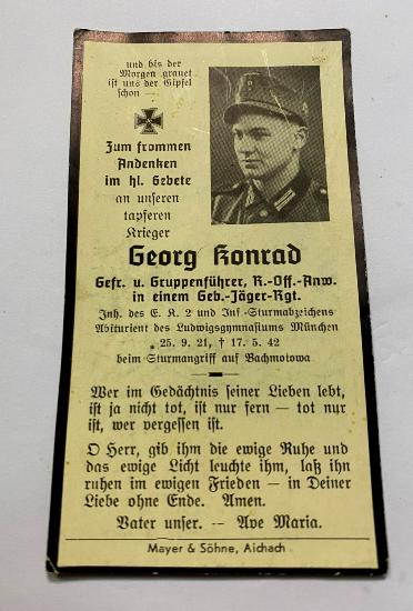 WW2 German Gebirgsjager Memorial Card