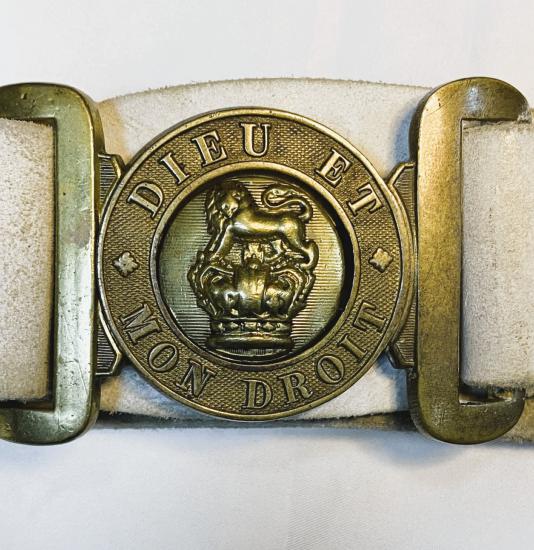 Victorian British Army Brass Belt Buckle On Slade Wallace Belt
