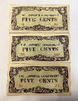 WW2 Japanese Occupation Five Cent Notes 